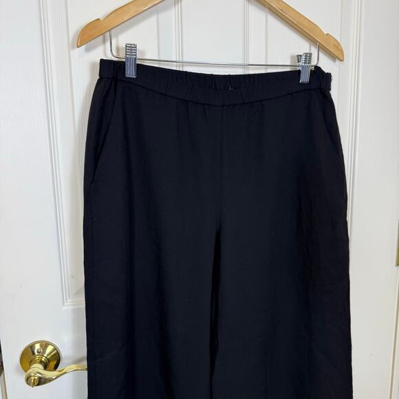 Eileen Fisher Wide Leg Pants Black Small Side Zip Minimalist Lagenlook Ankle - Picture 4 of 8